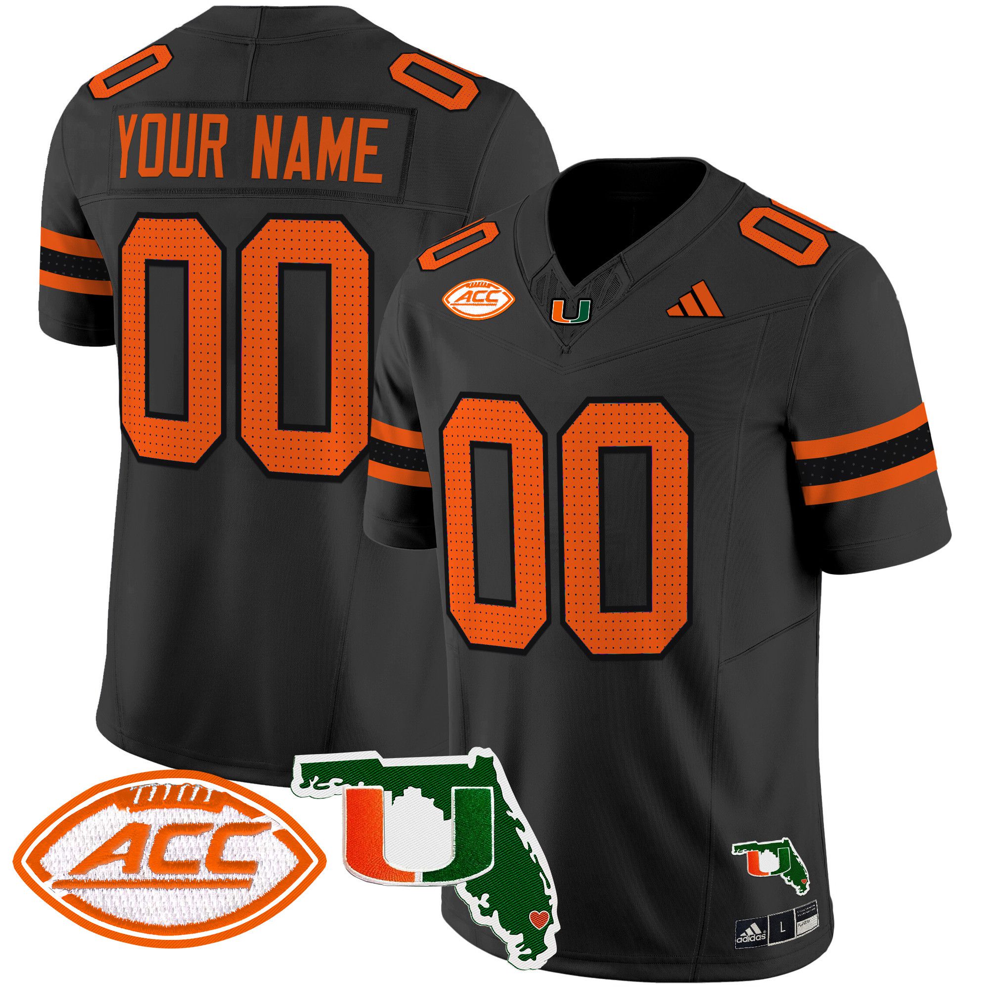 Men Miami Hurricanes Black 2024 Florida Patch Vapor Limited Custom NCAA Jersey